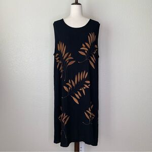 Tropical Batik Black Floral Gauze Midi Dress
